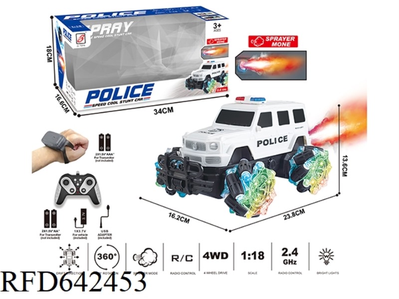2.4G 9-PASS SPRAY REMOTE CONTROL POLICE CAR 1:18 (WINDOW BOX) WHEEL WITH LIGHTS (MERCEDES BENZ BIG G