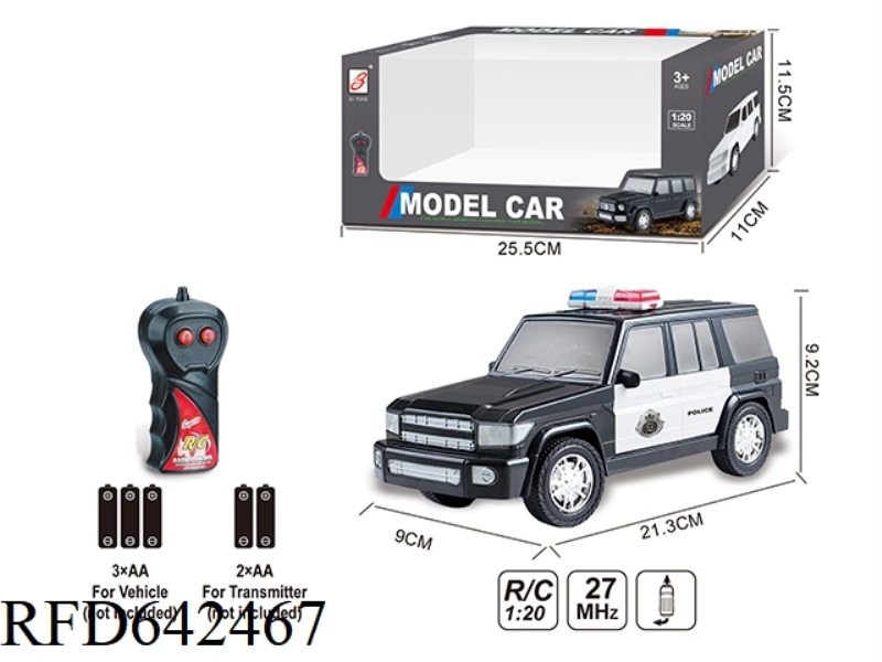 TWO TO AVEN REMOTE CONTROL POLICE CAR 1:20 (TOYOTA LC76) WINDOW BOX