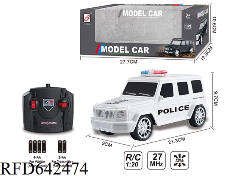 FOUR-WAY REMOTE CONTROL POLICE CAR 1:20(MERCEDES G) WINDOW BOX