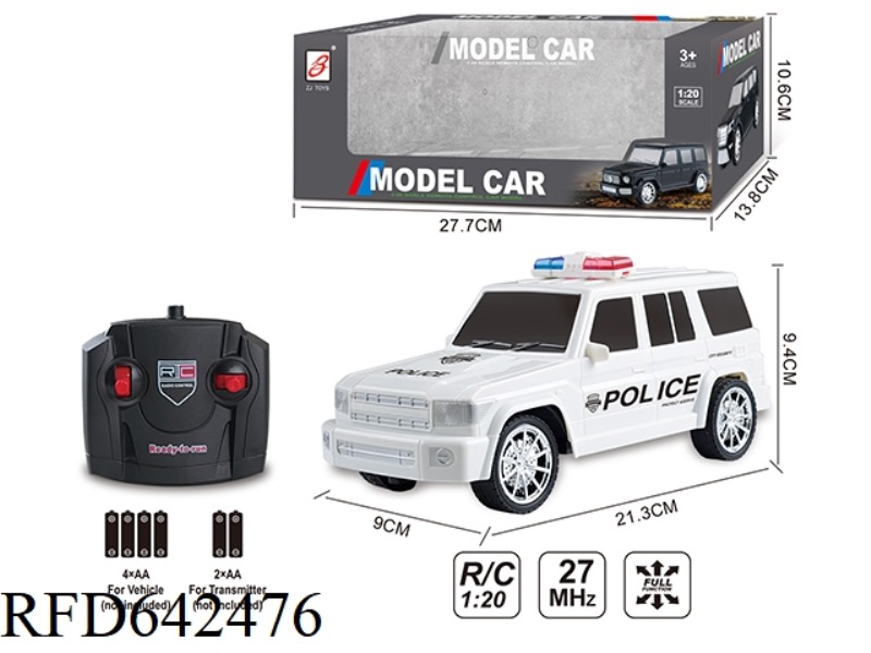 FOUR-WAY REMOTE CONTROL POLICE CAR 1:20 (TOYOTA LC76) WINDOW BOX