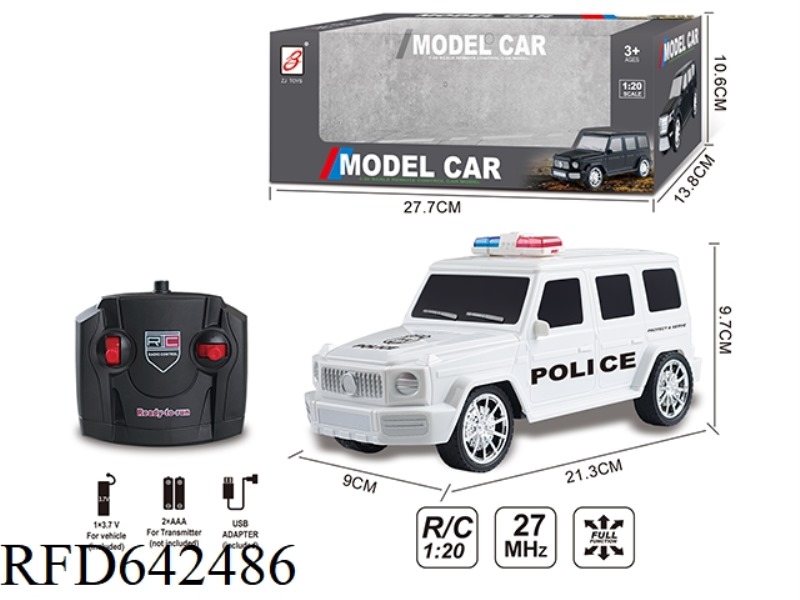 FOUR-WAY REMOTE CONTROL POLICE CAR 1:20(MERCEDES G) WINDOW BOX