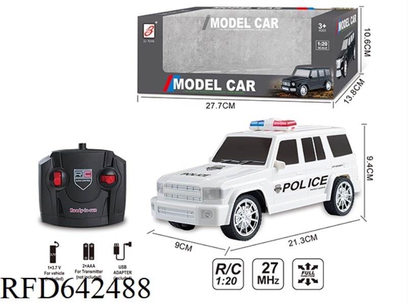 FOUR-WAY REMOTE CONTROL POLICE CAR 1:20 (TOYOTA LC76) WINDOW BOX