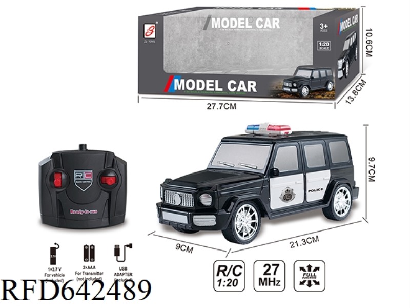 FOUR-WAY AVEN REMOTE CONTROL POLICE CAR 1:20(MERCEDES BENZ BIG G) WINDOW BOX