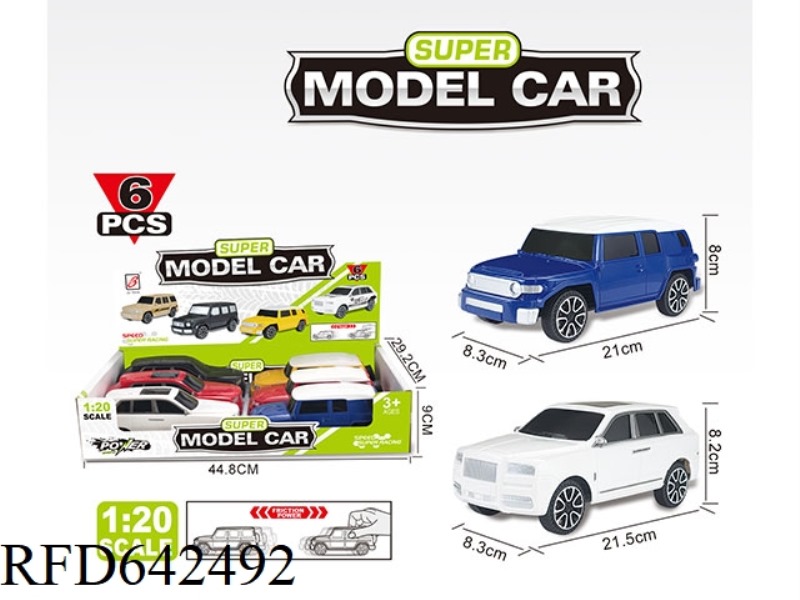2 SIMULATED INERTIAL CARS (DISPLAY BOX 6 ONLY) 1:20 TOYOTA FJ/ CULLINAN