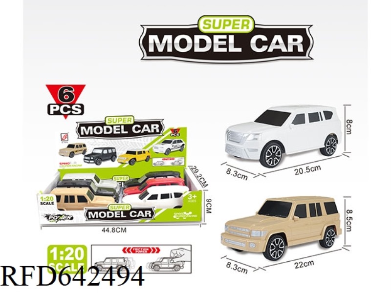 2 SIMULATED INERTIAL CARS (DISPLAY BOX 6 ONLY) 1:20 TOYOTA LC76/ NISSAN