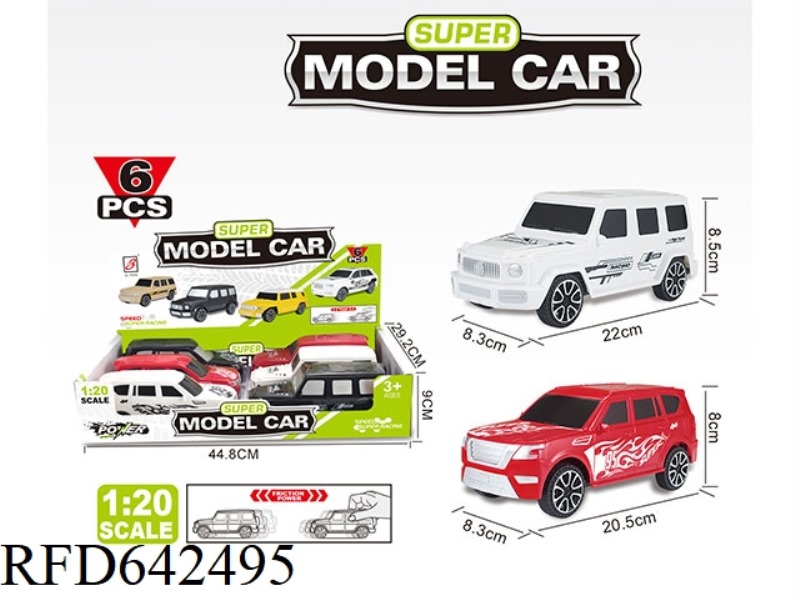 2 PAD PRINTING INERTIA CARS (DISPLAY BOX 6 ONLY) 1:20 MERCEDES-BENZ BIG G/ NISSAN