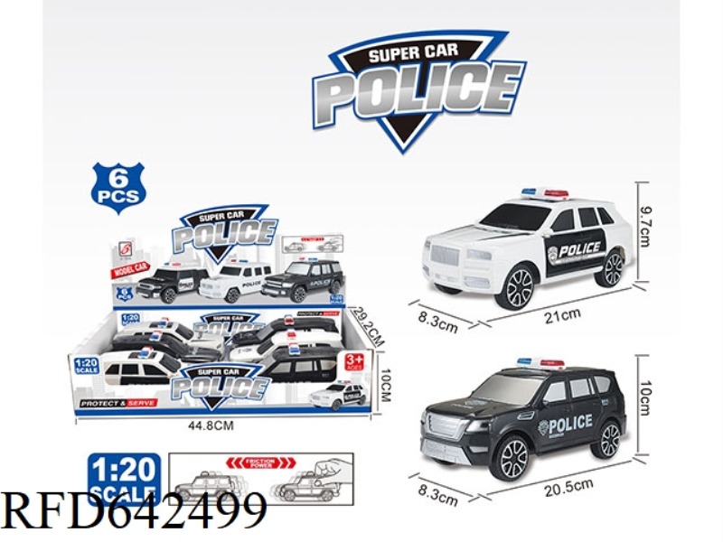 2 ENGLISH INERTIAL POLICE CARS (DISPLAY BOX 6 ONLY) 1:20 CULLINAN/NISSAN