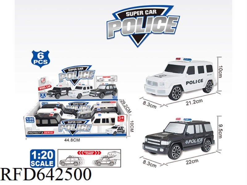 2 ENGLISH INERTIAL POLICE CARS (DISPLAY BOX 6 ONLY) 1:20 MERCEDES-BENZ G/ TOYOTA LC76