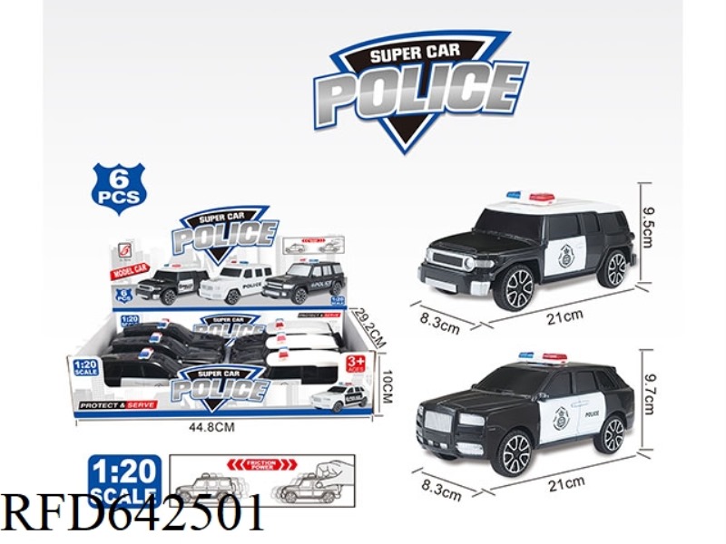 2 MODELS OF ARVIN INERTIAL POLICE CARS (DISPLAY BOX 6 ONLY) 1:20 TOYOTA FJ/ CULLINAN