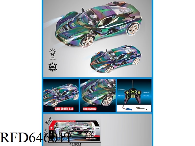 4-WAY REMOTE CONTROL CAR WITH COLORFUL SPRAYING LIGHTS 1:10 (INCLUDING ELECTRICITY)