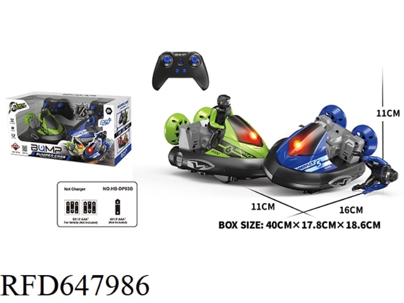 TWO SETS OF BUMPER CARS (BLUE AND GREEN)