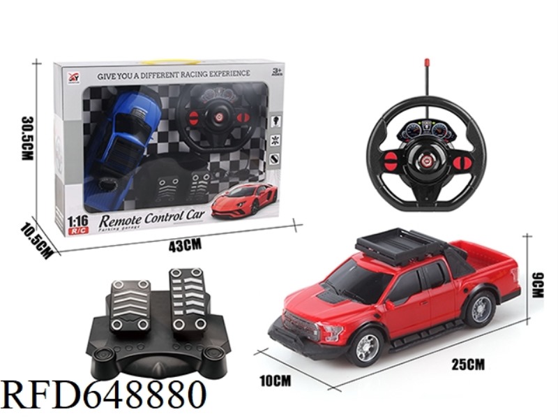 FOUR-WAY REMOTE CONTROL BLACK WINDOW FORD 1:16 GRAVITY SENSING + PEDAL