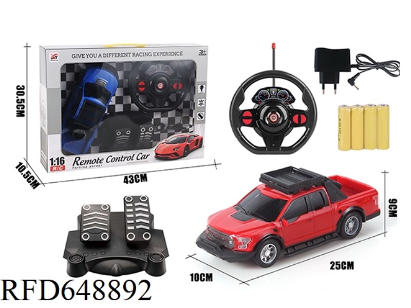 FOUR-WAY REMOTE CONTROL BLACK WINDOW FORD 1:16 GRAVITY SENSING + PEDAL