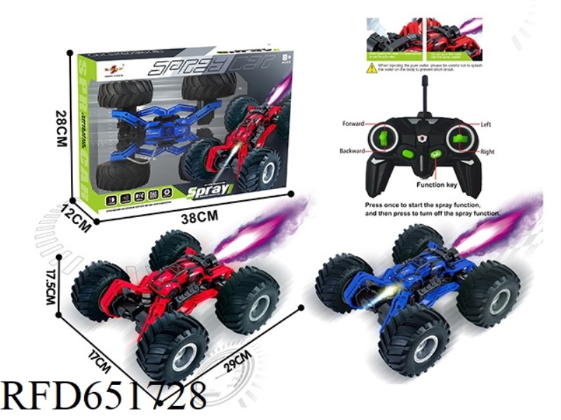 REMOTE CONTROL SPRAY STUNT BIG WHEEL SPIDER CAR