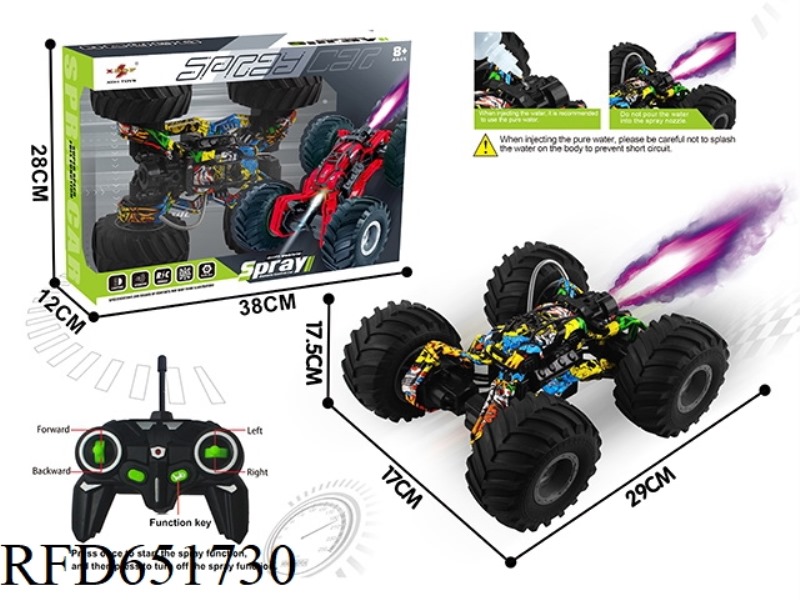 REMOTE CONTROL SPRAY STUNT BIG WHEEL SPIDER CAR (GRAFFITI)
