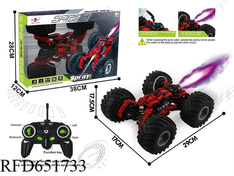 REMOTE CONTROL SPRAY STUNT BIG WHEEL SPIDER CAR (CRACK)