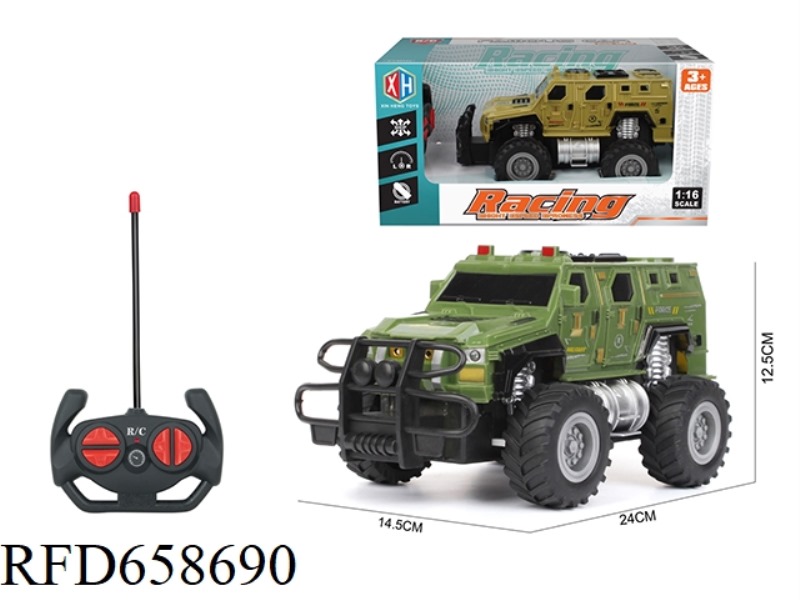 (NO ELECTRICITY INCLUDED) REMOTE CONTROL MILITARY VEHICLE WITH FORWARD LIGHTS LIGHT ALARM