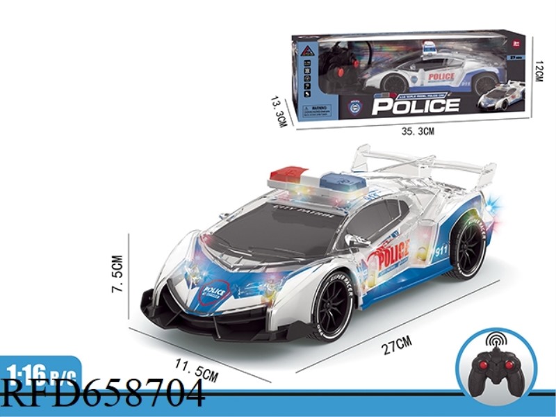 1:16 FOUR-WAY 8-LIGHT REMOTE CONTROL POLICE CAR (INCLUDING ELECTRICITY)