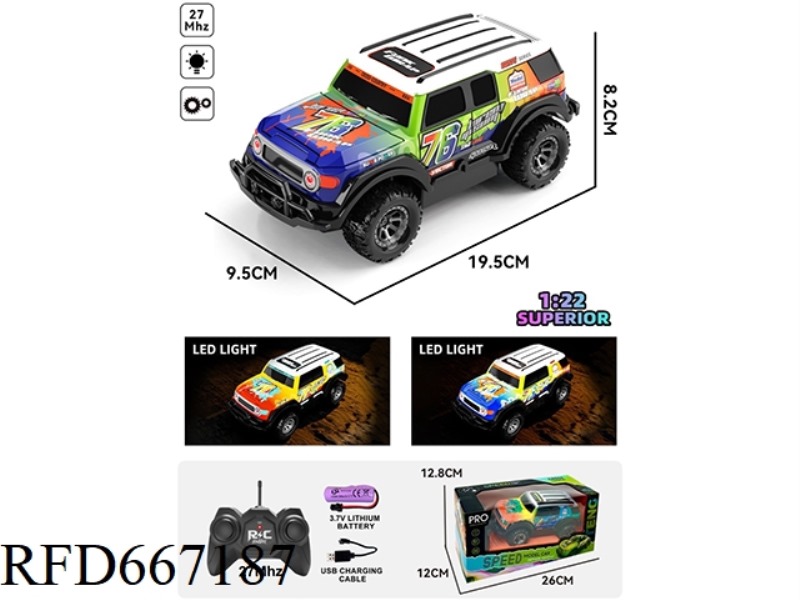 REMOTE CONTROL CAR 1:22 FOUR-WAY 27-FREQUENCY PVC TRANSPARENT BODY SHELL FJ KURUZE OFF-ROAD VEHICLE