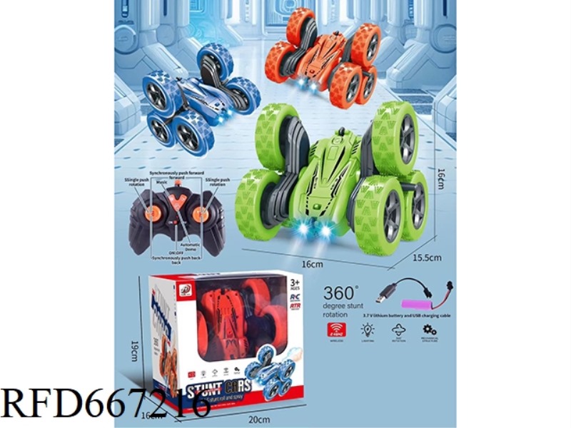 REMOTE CONTROL LIGHTING AND MUSIC 6-WHEEL DOUBLE-SIDED VEHICLE WITH BATTERY INCLUDED USB