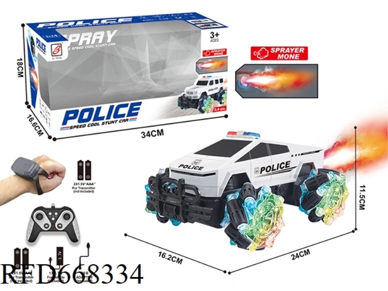 2.4G 9-CHANNEL SPRAY REMOTE-CONTROLLED POLICE CAR 1:18 (TESLA CYBERTRUCK)