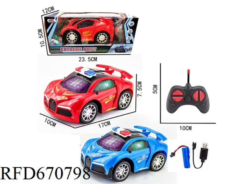 Q-VERSION BUGATTI SOLID-COLOR TRANSFER PRINTED FOUR-WAY POLICE CAR