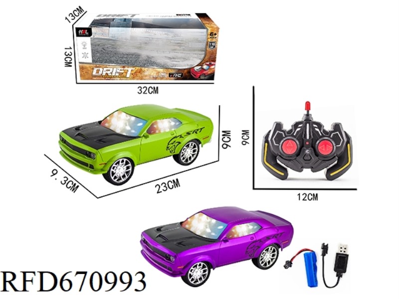 1:18 FOUR-CHANNEL MIRACLE HELLCAT 3D REMOTE CONTROL CAR (WITH BATTERY INCLUDED)