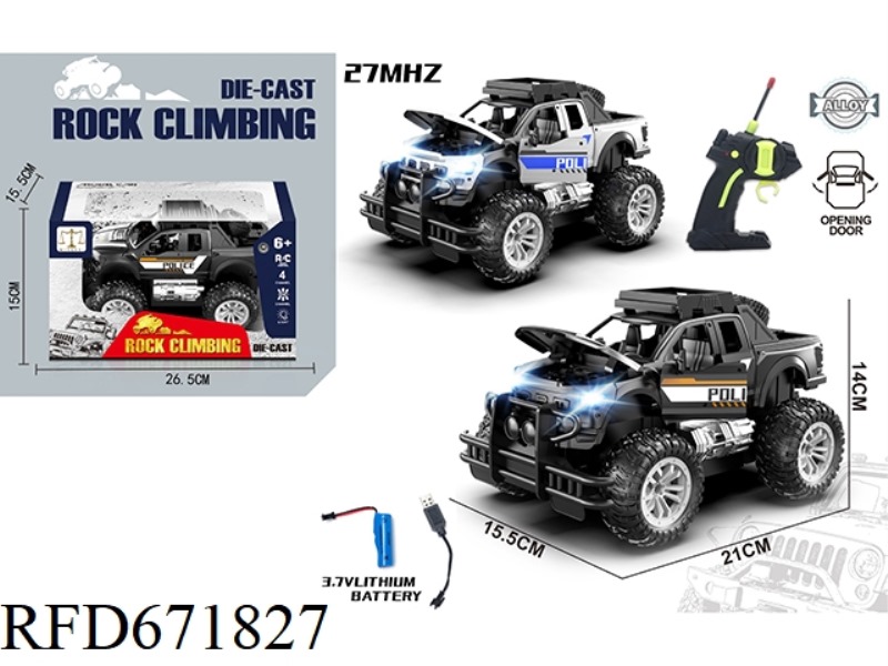 1:18 FOUR-WAY ALLOY 3-DOOR STUNT OFF-ROAD RAPTOR POLICE CAR