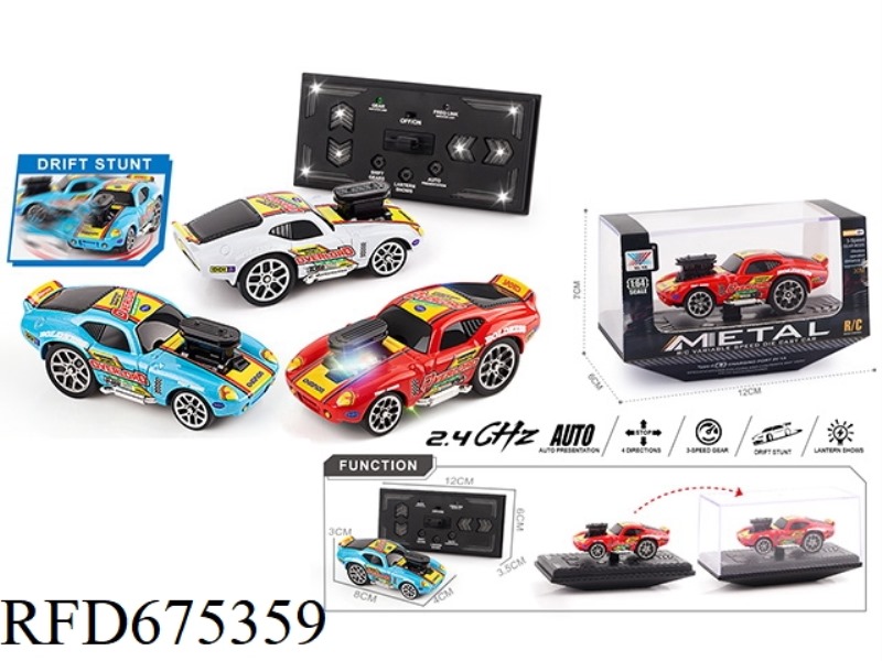 2.4GHZ 1:64 ALLOY RC VARIABLE SPEED DRIFT MINI CLASSIC DESKTOP REMOTE CONTROL CAR 1965 SYBIL DATONA