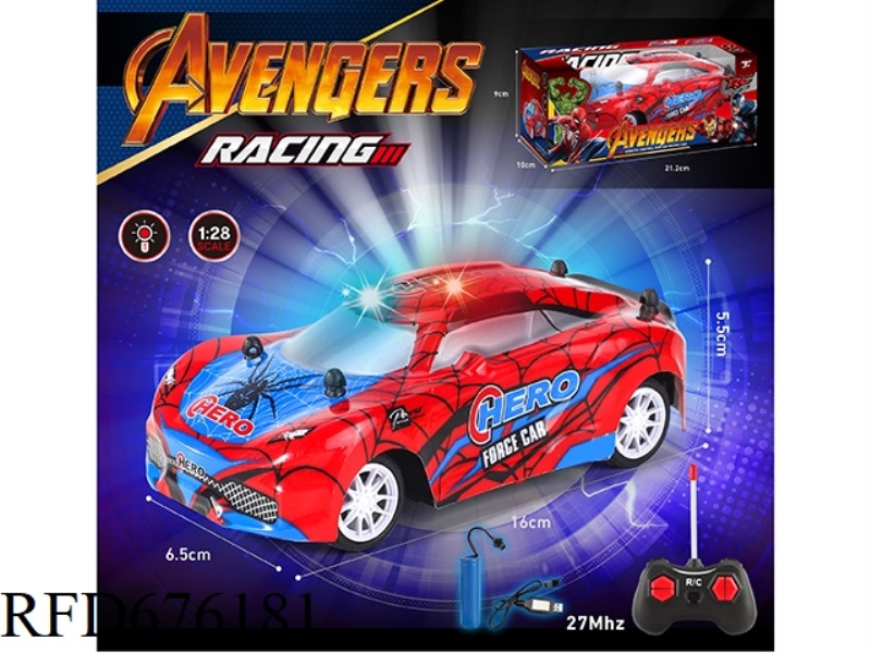 1:28 SPIDER-MAN PVC CAR SHELL LIGHT REMOTE CONTROL CAR