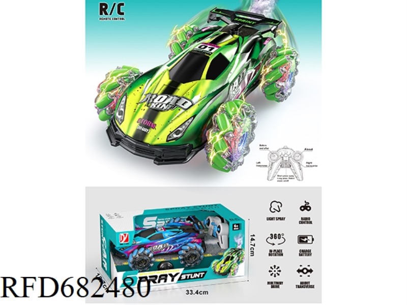 PVC TRANSPARENT STUNT SIDE REMOTE CONTROL SPRAY RACING CAR