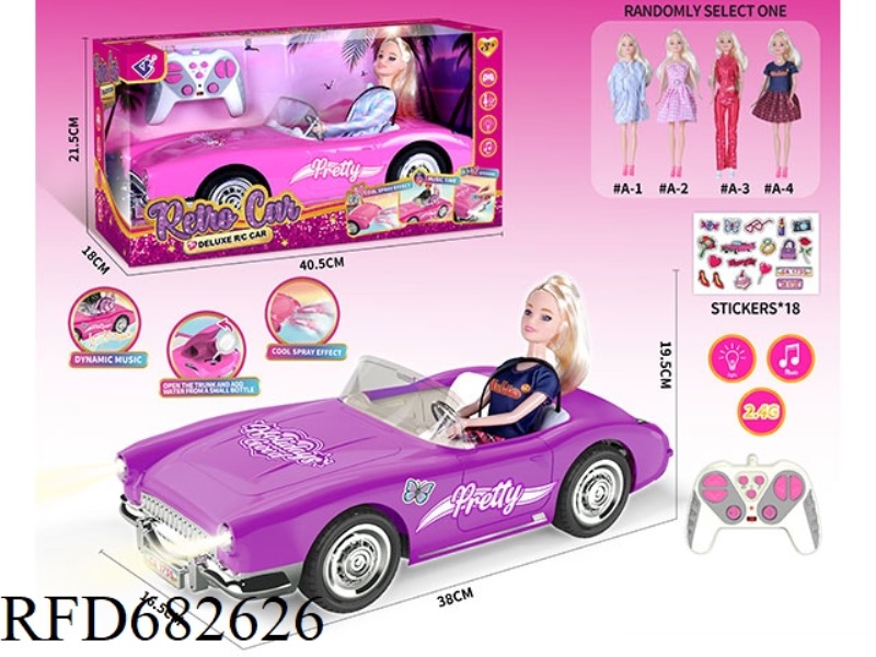 (WITHOUT PACKAGE) 2.4G1：10: 10 BARBIE REMOTE CONTROL CAR WITH DOUBLE SPRAY LIGHTS AND MUSIC, A RANDO