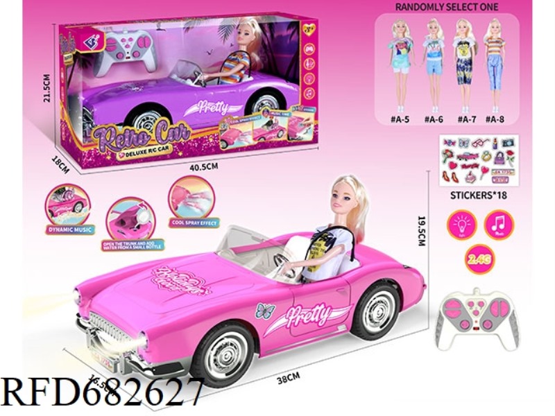 (WITHOUT PACKAGE) 2.4G1：10: 10 BARBIE REMOTE CONTROL CAR WITH DOUBLE SPRAY LIGHTS AND MUSIC, A RANDO