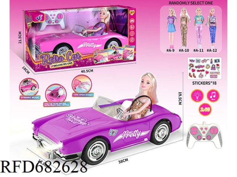 (WITHOUT PACKAGE) 2.4G1：10: 10 BARBIE REMOTE CONTROL CAR WITH DOUBLE SPRAY LIGHTS AND MUSIC, A RANDO