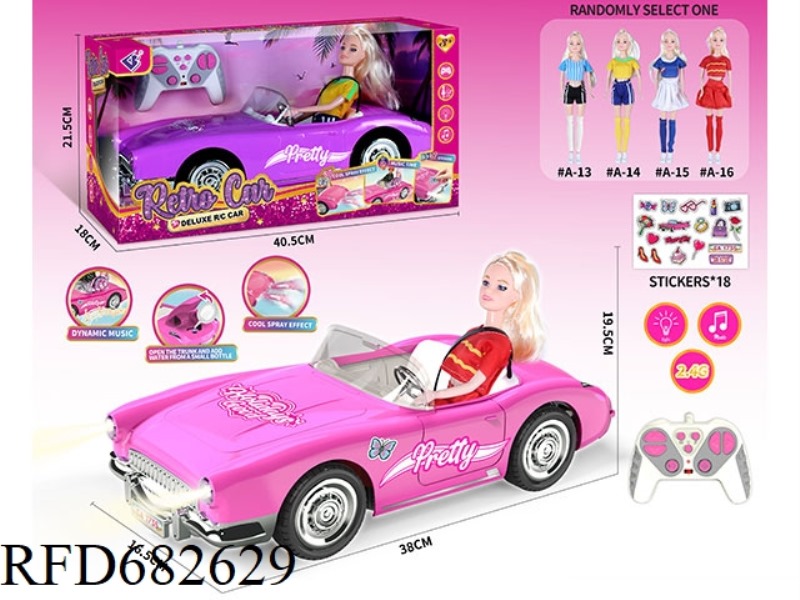 (WITHOUT PACKAGE) 2.4G1：10: 10 BARBIE REMOTE CONTROL CAR WITH DOUBLE SPRAY LIGHTS AND MUSIC, A RANDO