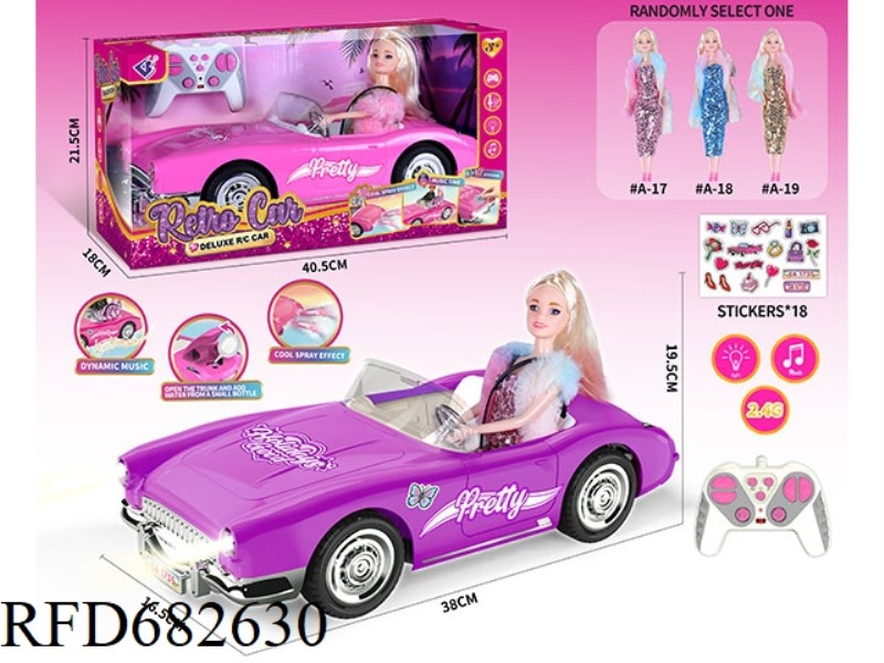 (WITHOUT PACKAGE) 2.4G1：10: 10 BARBIE REMOTE CONTROL CAR WITH DOUBLE SPRAY LIGHTS AND MUSIC, A RANDO