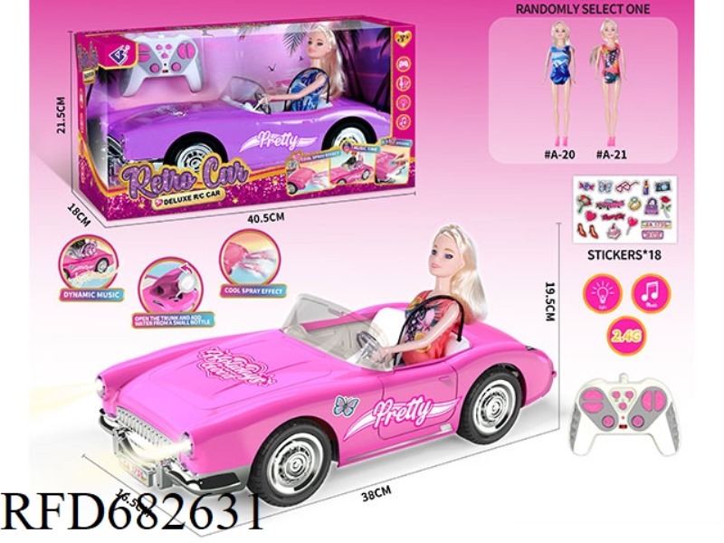 (WITHOUT PACKAGE) 2.4G1：10: 10 BARBIE REMOTE CONTROL CAR WITH DOUBLE SPRAY LIGHTS AND MUSIC, A RANDO