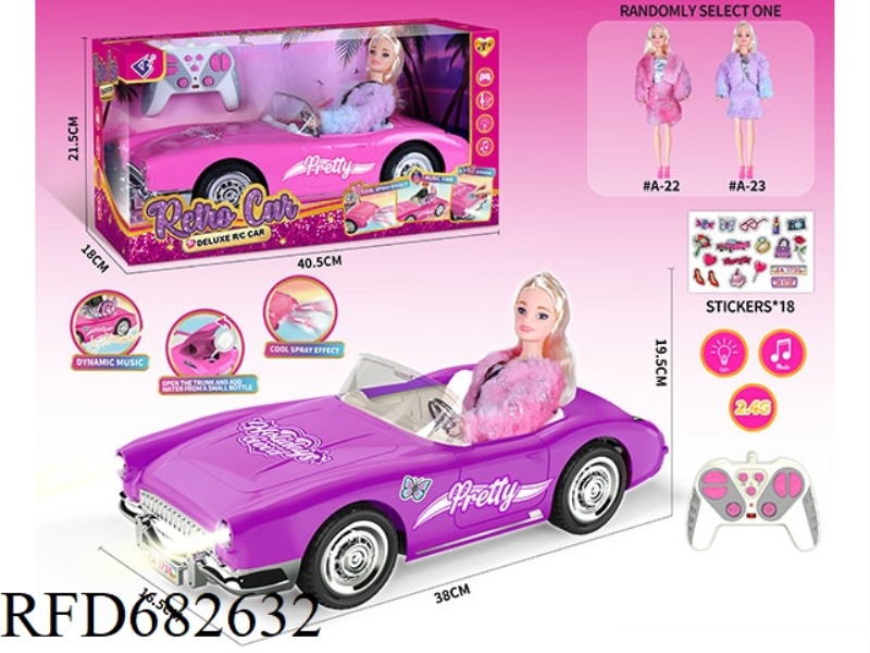 (WITHOUT PACKAGE) 2.4G1：10: 10 BARBIE REMOTE CONTROL CAR WITH DOUBLE SPRAY LIGHTS AND MUSIC, A RANDO
