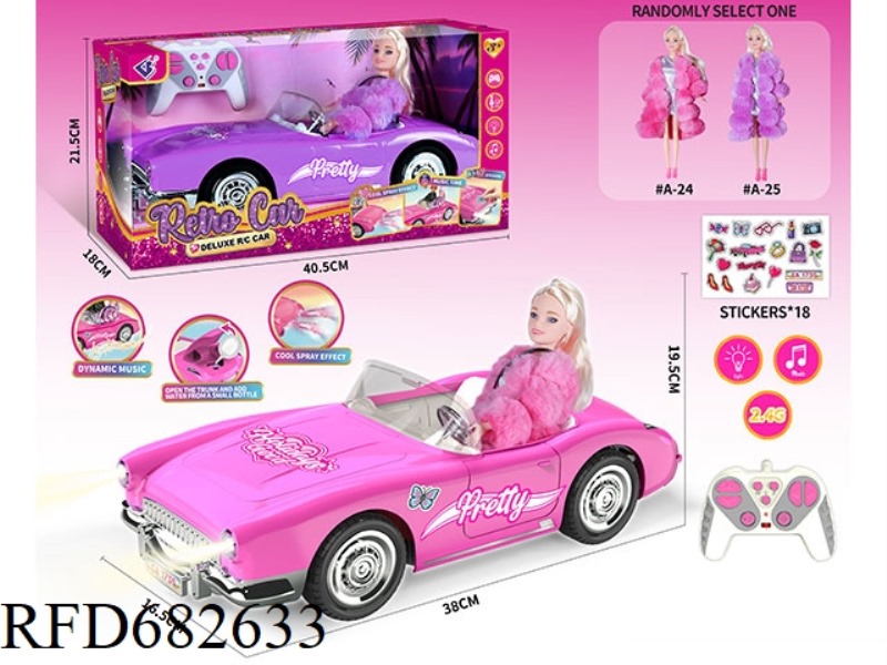 (WITHOUT PACKAGE) 2.4G1：10: 10 BARBIE REMOTE CONTROL CAR WITH DOUBLE SPRAY LIGHTS AND MUSIC, A RANDO