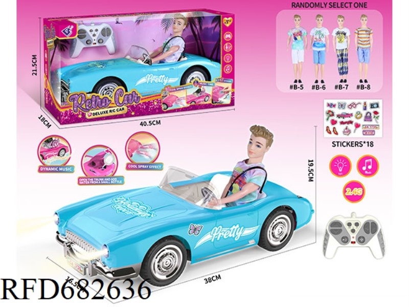 (WITHOUT PACKAGE) 2.4G1：10: 10 BARBIE REMOTE CONTROL CAR WITH DOUBLE SPRAY LIGHTS AND MUSIC, A RANDO