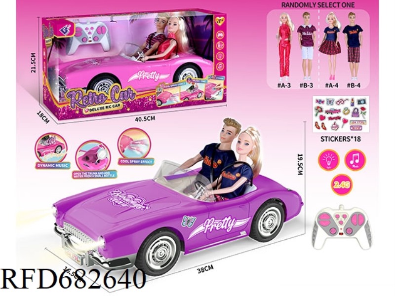(WITHOUT PACKAGE) 2.4G1：10: 10 BARBIE REMOTE CONTROL CAR WITH DOUBLE SPRAY LIGHTS AND MUSIC, A RANDO