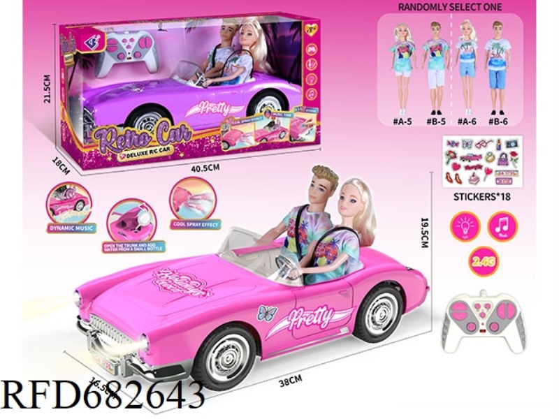 (WITHOUT PACKAGE) 2.4G1：10: 10 BARBIE REMOTE CONTROL CAR WITH DOUBLE SPRAY LIGHTS AND MUSIC, A RANDO