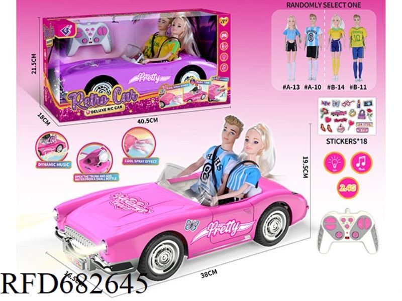 (WITHOUT PACKAGE) 2.4G1：10: 10 BARBIE REMOTE CONTROL CAR WITH DOUBLE SPRAY LIGHTS AND MUSIC, A RANDO