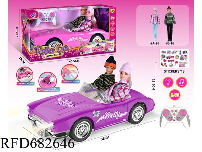 (WITHOUT PACKAGE) 2.4G1：10: 10 BARBIE REMOTE CONTROL CAR WITH DOUBLE SPRAY LIGHTS AND MUSIC.