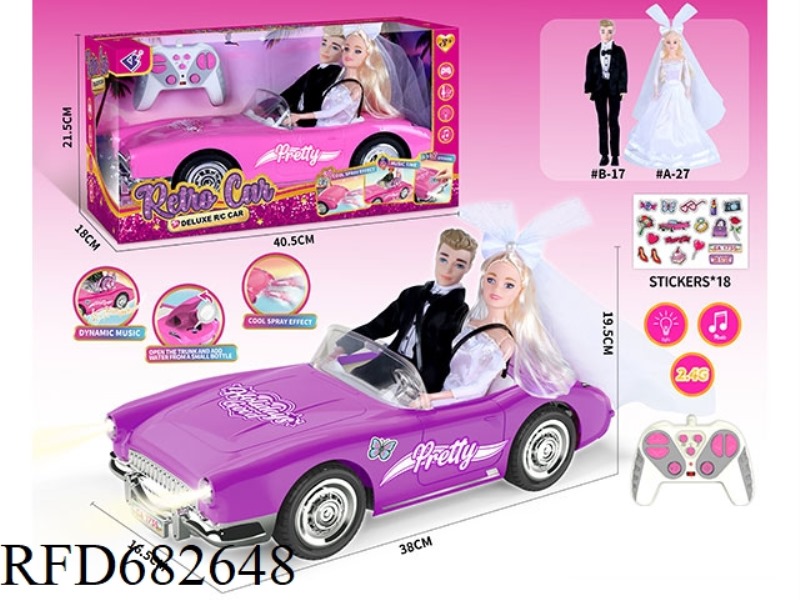 (WITHOUT PACKAGE) 2.4G1：10: 10 BARBIE REMOTE CONTROL CAR WITH DOUBLE SPRAY LIGHTS AND MUSIC.