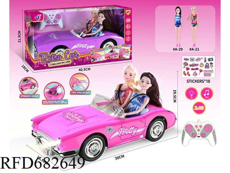 (WITHOUT PACKAGE) 2.4G1：10: 10 BARBIE REMOTE CONTROL CAR WITH DOUBLE SPRAY LIGHTS AND MUSIC.