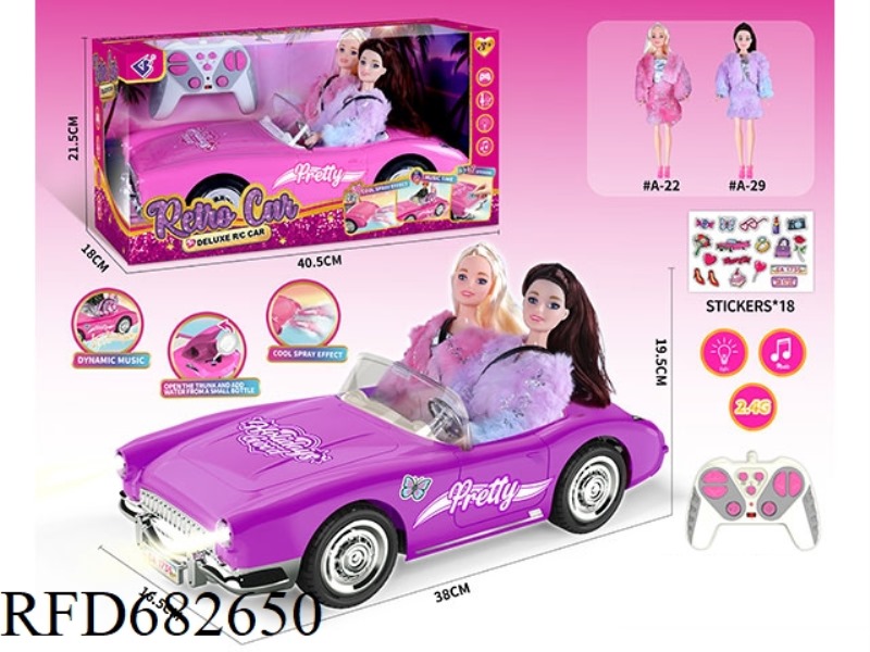 (WITHOUT PACKAGE) 2.4G1：10: 10 BARBIE REMOTE CONTROL CAR WITH DOUBLE SPRAY LIGHTS AND MUSIC.