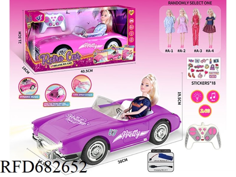 (INCLUDING ELECTRICITY) 2.4G1：10: 10 BARBIE REMOTE CONTROL CAR WITH DOUBLE SPRAY LIGHTING MUSIC, A R