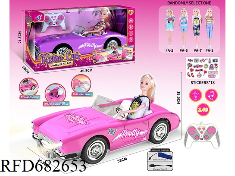 (INCLUDING ELECTRICITY) 2.4G1：10: 10 BARBIE REMOTE CONTROL CAR WITH DOUBLE SPRAY LIGHTING MUSIC, A R