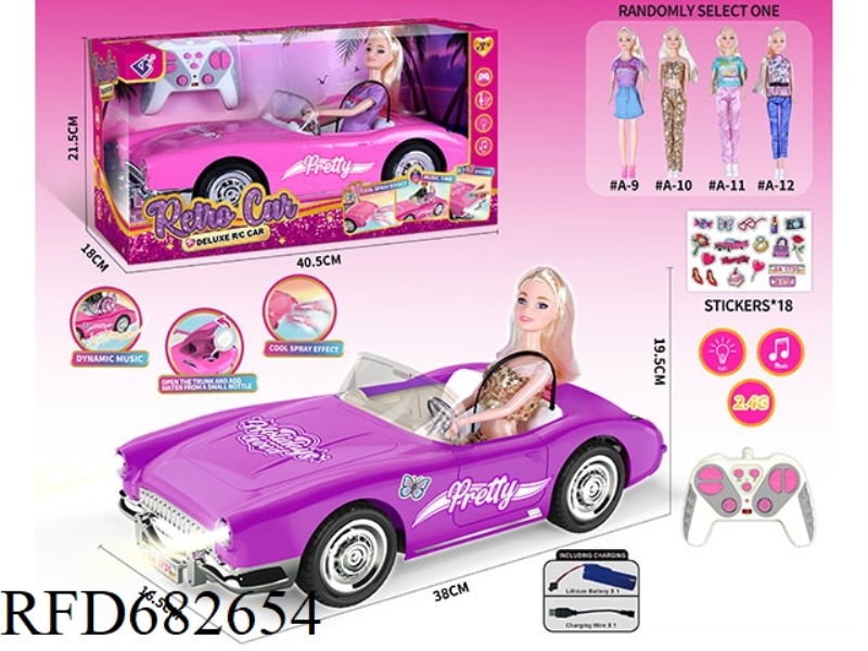 (INCLUDING ELECTRICITY) 2.4G1：10: 10 BARBIE REMOTE CONTROL CAR WITH DOUBLE SPRAY LIGHTING MUSIC, A R